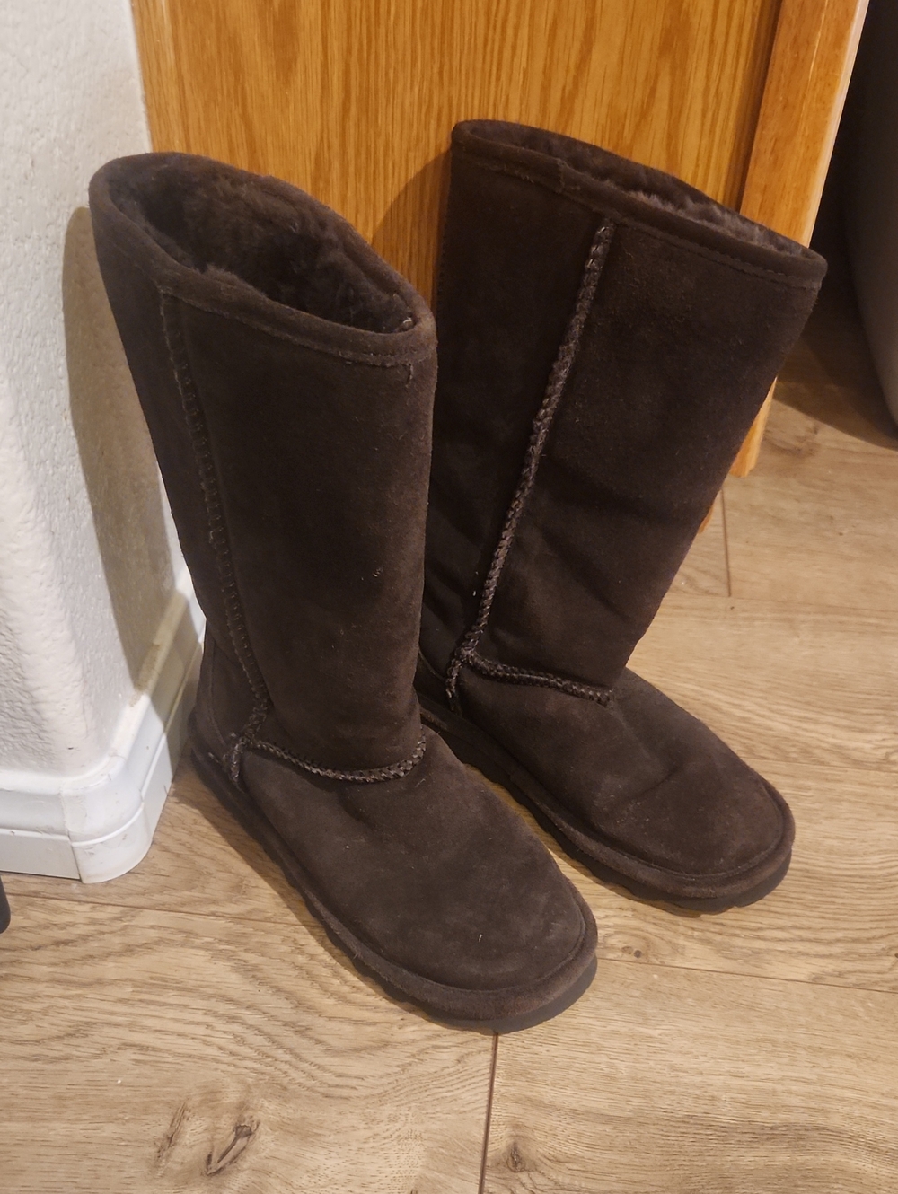 BearPaw Women's Tall Suede Winter Boots in Dark Brown